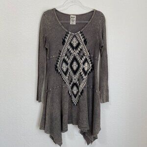 Vocal Apparel Southwest Aztec Long Sleeve Waffle Tunic